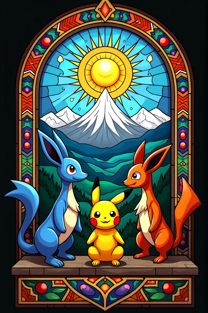 Pokémon stained glass in Peru
