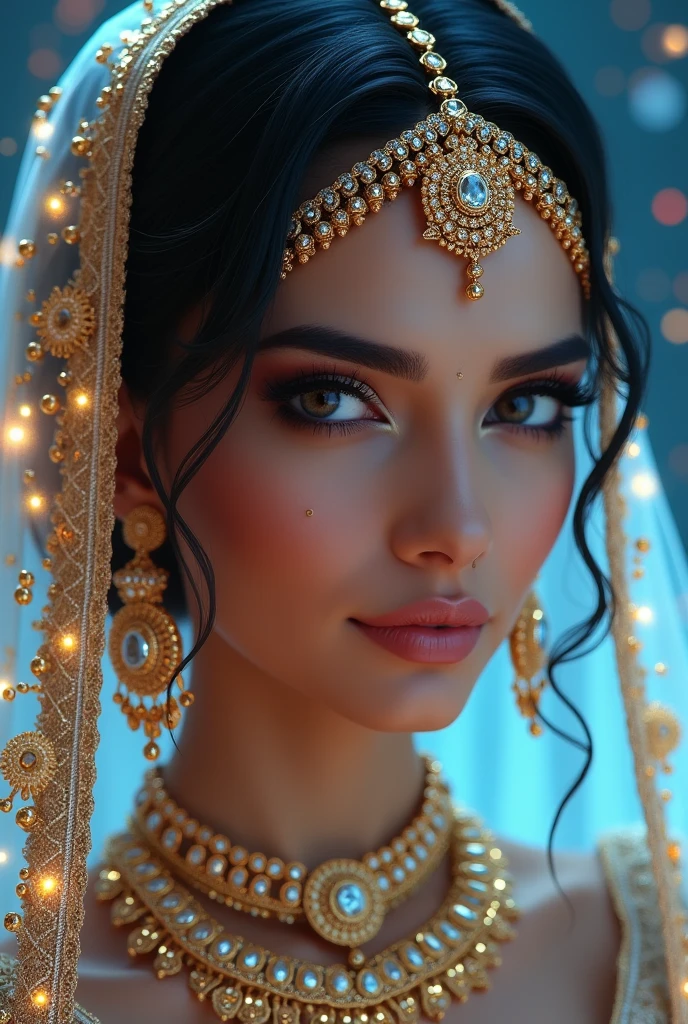 cyber realistic portrait of Indian bride, beautiful face
