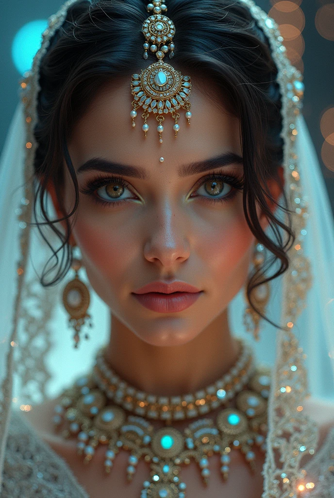 cyber realistic portrait of Indian bride, beautiful face