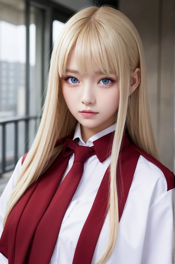 pretty girl、Red Eyes、Blonde、Long Hair、uniform