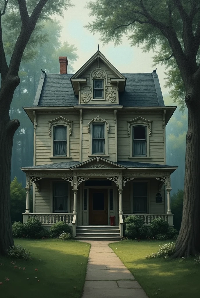 a painting with a house like this one that you made me before and that there is a shadow in one of its windows