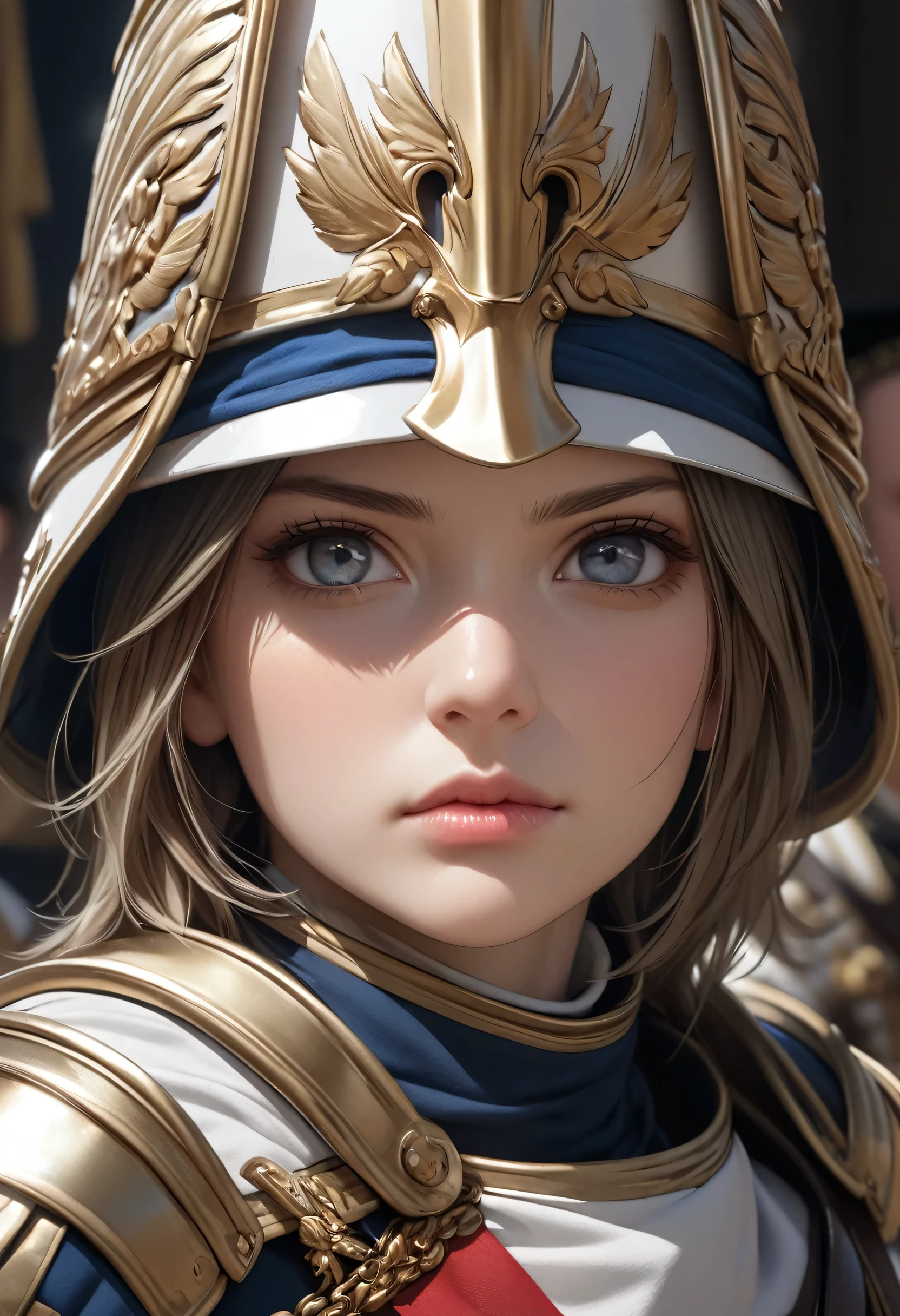 Cuirassiers, best quality, 4k, 8k, highres, (masterpiece:1.2), ultra-detailed, (photo realistic,:1.37), looking at viewer, (face close up:0.7),--no watch,