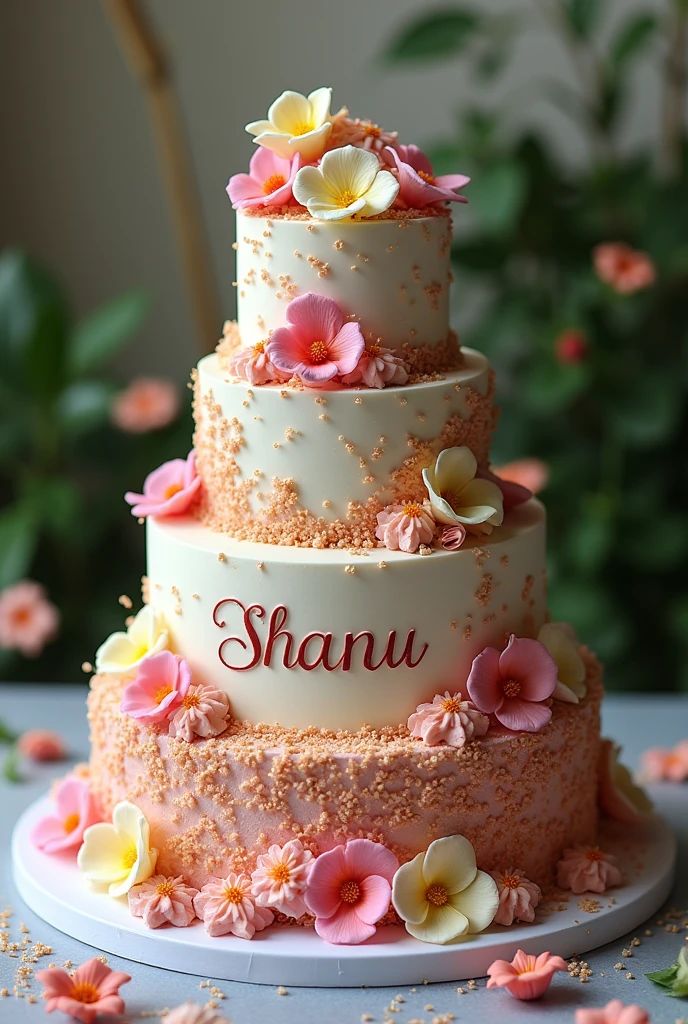 A beautifull birthday cake , name on cake " Shanu "
