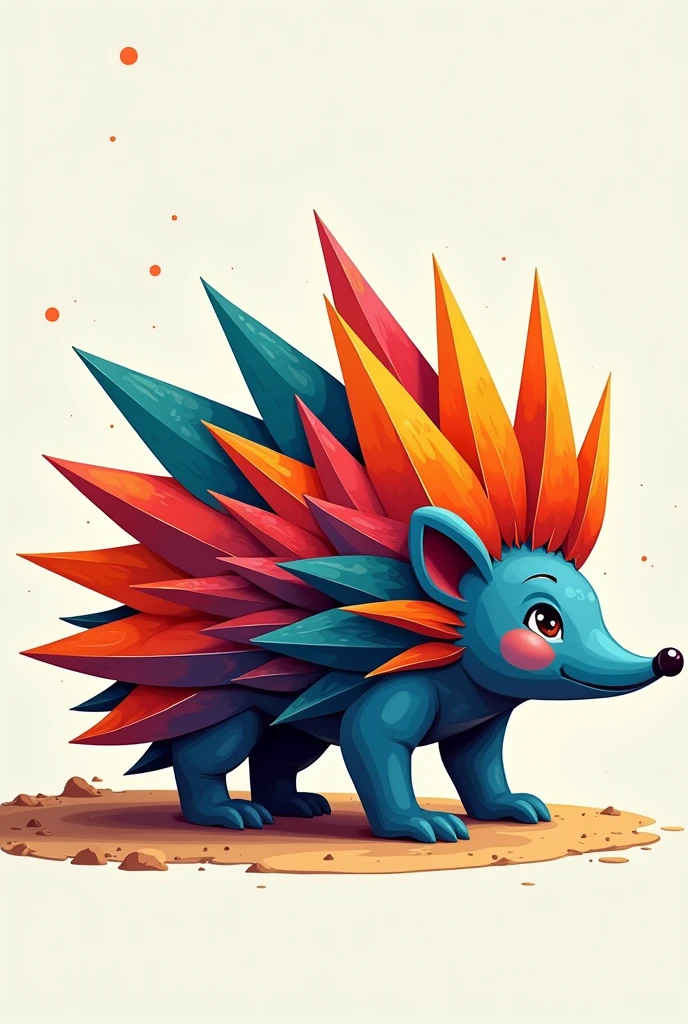 Image of an abstract hedgehog with many colors that looks aesthetically beautiful to put in a painting, that is not hyper realistic but not completely animated either