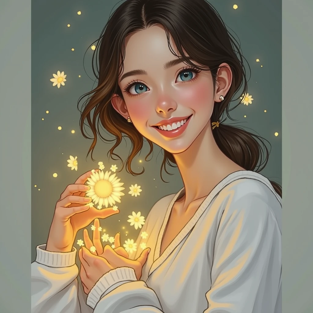 Smile, Blush, Blue eyes, Teeth, Happy, Light Smile,