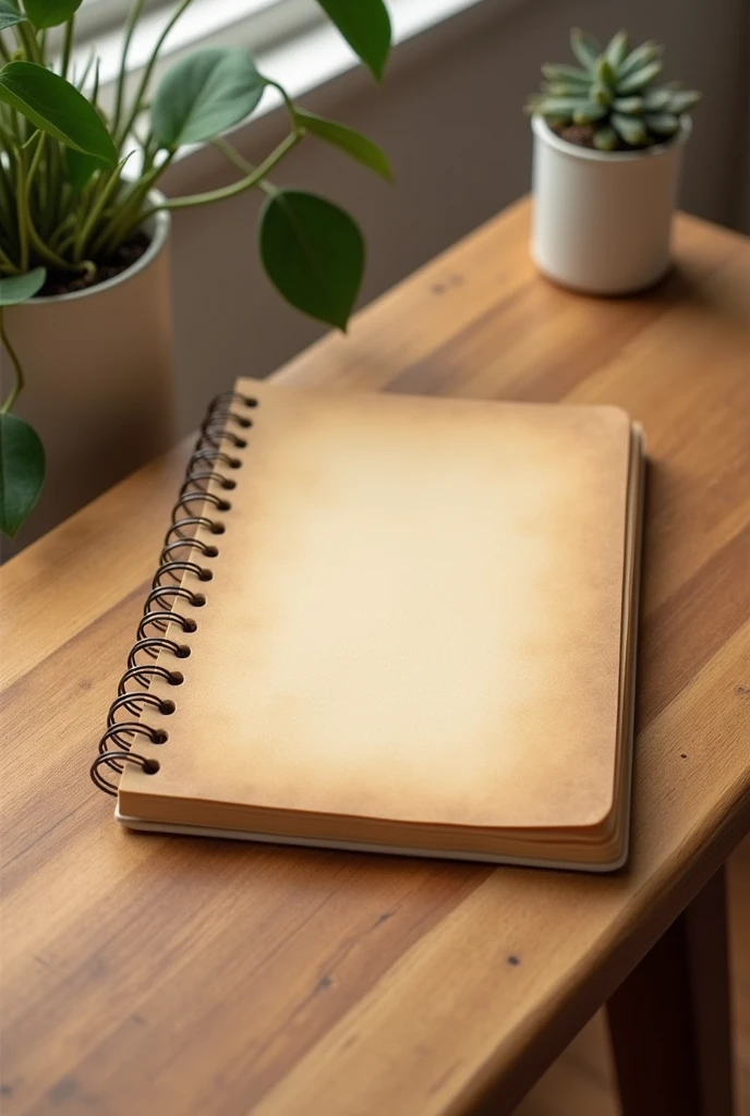 High quality brown notebook paper, on table 