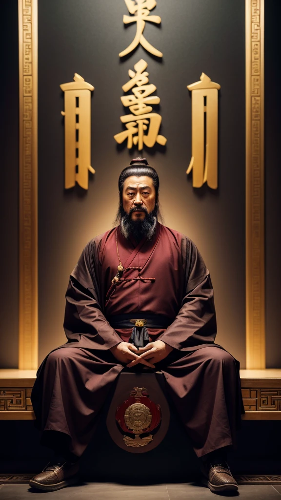 Confucius, is sitting. The face is clearly visible, you can see all the details, everything is clear and proportional, he teaches, futuristic chinese style background , light and bright tones