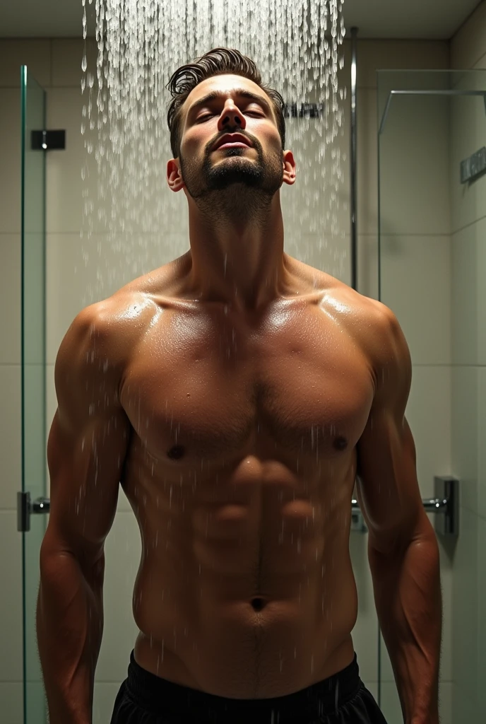 Hot male showering naked