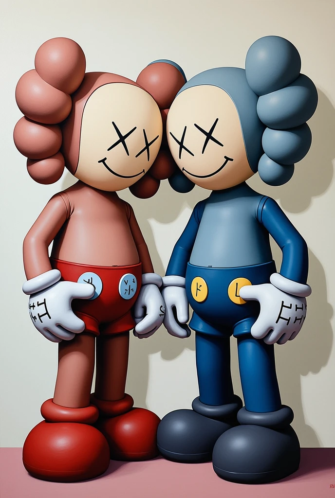 Original kaws in pairs for two paintings that when joined together form something