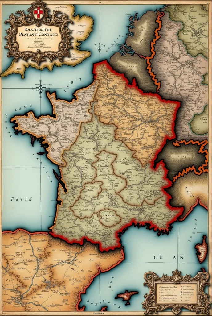 make a map of the French continent in 1750