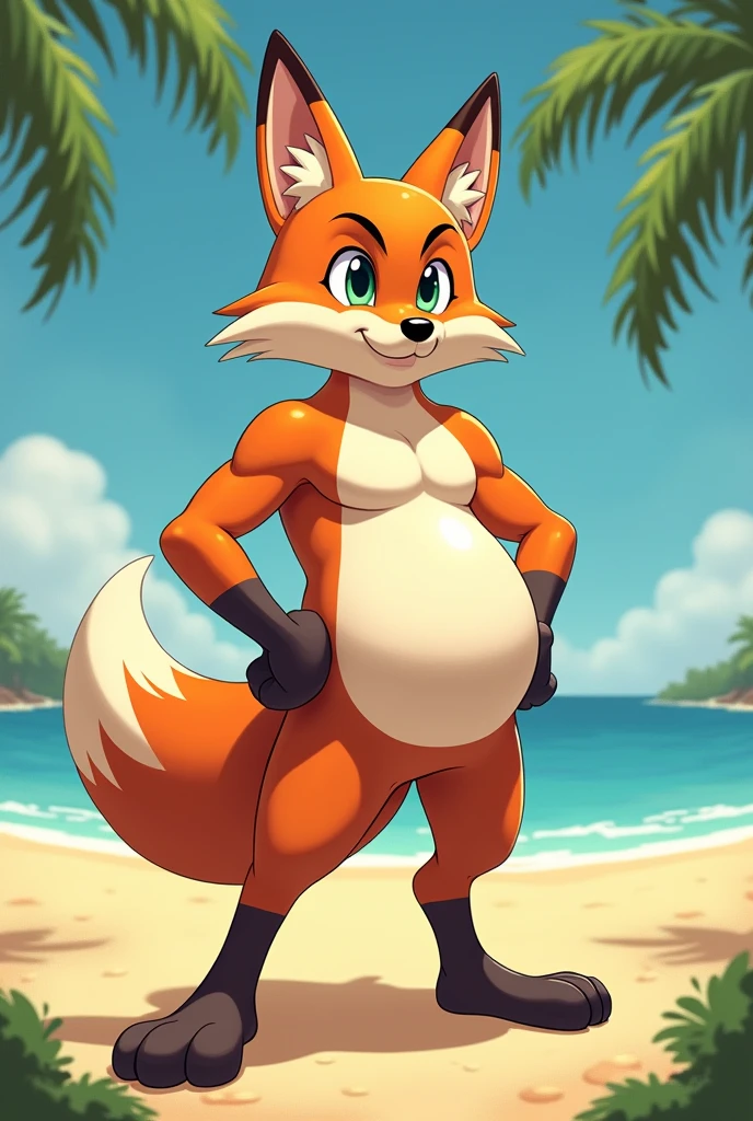 nick wilde famale,White fur,disney,bikini, HD, high quality textures, long hair,beach,view crotch
