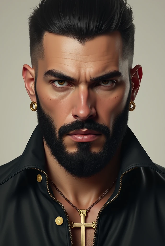Remove the tattoo and put on the cross and gold earrings