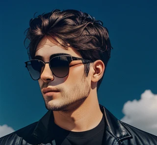 A man wearing round black sunglasses
