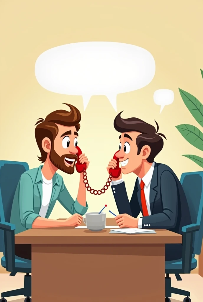 Employee can ask a questions for owner for telephone cartoon photo 