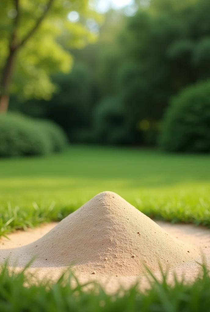 backyard with a small mound of sand 
