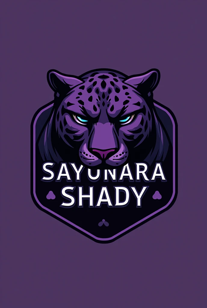create a logo for the brand "SAYONARA SHADY" the mascot is a purple jaguar, write the brand name next to it