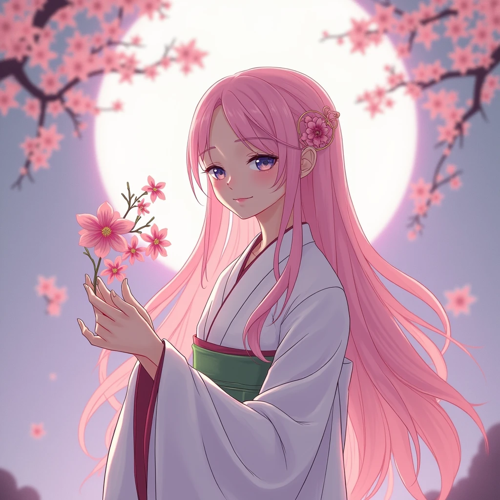 (masterpiece:1.2, Highest quality), 「Yuai」teeth、People who are troubled by love々Healing the heart of、A spiritual knotist who strengthens the bonds of love。彼女の長い髪teethソフトピンクで、It symbolizes kindness and compassion in love.。彼女の服装teeth伝統的な日本の巫女(Miko)A modern kimono inspired by、The base color is a pale cherry blossom color.、縁取りteeth淡い緑色で自然の和を表現しています。
Yuaiの周囲にteeth、A transparent light purple aura drifts、It shows the presence of her spiritual power.。彼女の手にteeth「Love Thread」It holds a small cherry blossom branch, which symbolizes、Through this, we can empathize with the hearts of those seeking love advice.、We provide the advice and guidance you need。
彼女の表情teeth穏やかで、慈悲深い眼差しteeth、We are committed to providing a non-judgmental and understanding approach to any relationship issue.。背景teeth穏やかな自然景色で、It creates an atmosphere of healing and peace.。
このキャラクターteeth、Possesses deep spiritual insight and an empathetic ear、Deepen the romantic bonds between visitors、Helping you overcome difficulties。