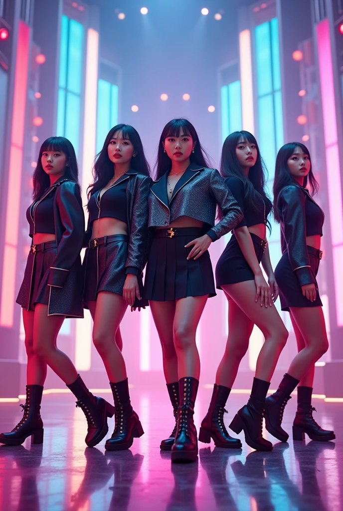 Create an image of 6 girls being a KPOP group