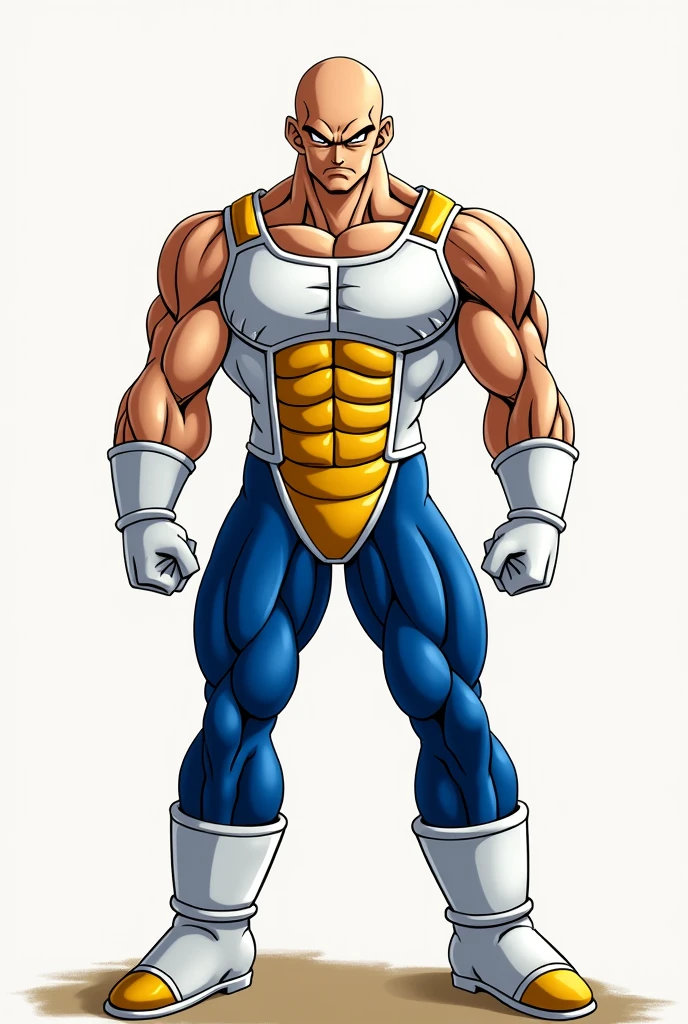 Muscular man with Vegeta's suit without the armor just the lycra