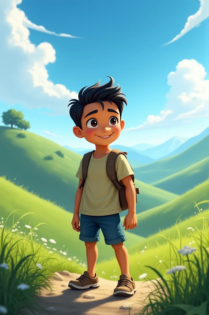 Handsome boy in hills