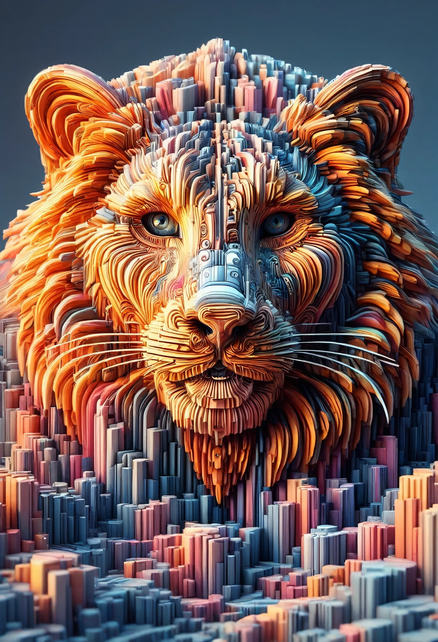 ["m0c awesome, Lion. awarded, professional, Very detailed", "m0c, Lion, Extremely detailed eyes, realist, hyper realist, vibrant colors, masterpiece, Digital art from DeviantArt, by artgem, by Alphonse Mucha"]