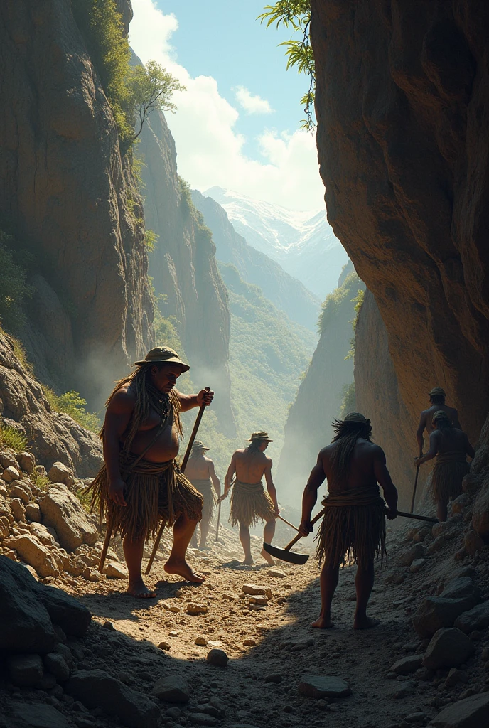 Indigenous people working in the mine
