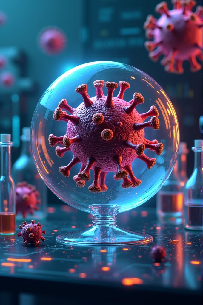 An artistic image of the detection of monkeypox (oct, genomes, biosensores) MOXV