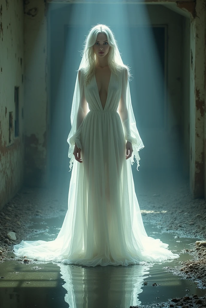 The Woman in White: The woman is an enigmatic figure appearing in the dreams of people all over the world, always standing in a puddle of water in a dilapidated building. Each dreamer feels a deep connection to her, as if she holds the key to a forgotten truth about their past. They are drawn to seek her out, uncovering a hidden history that could change the world.