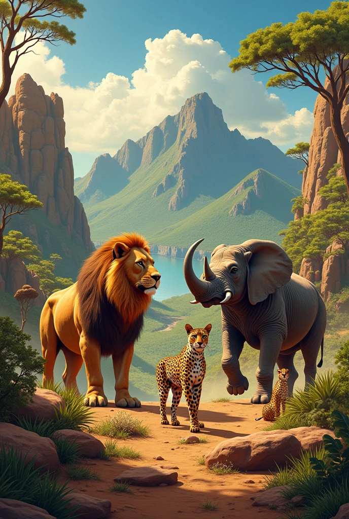 I want it to have the Big 5 with the title of South Africa and all the culture of the country