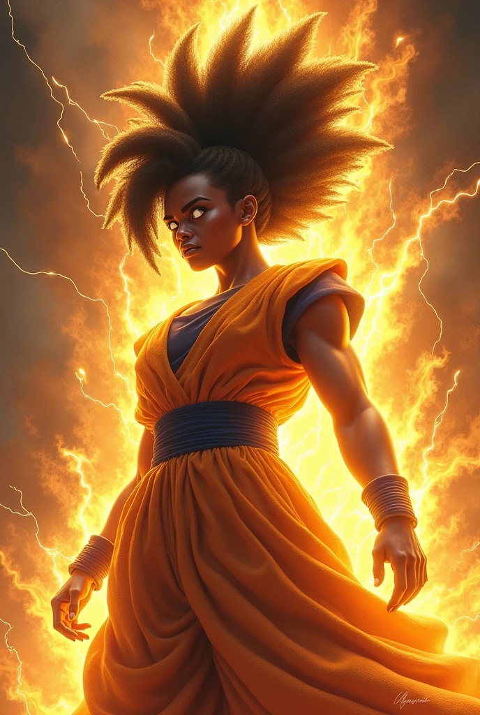 GINE WOMAN BLACK FEELS mother of GOKU transformed super sayayin