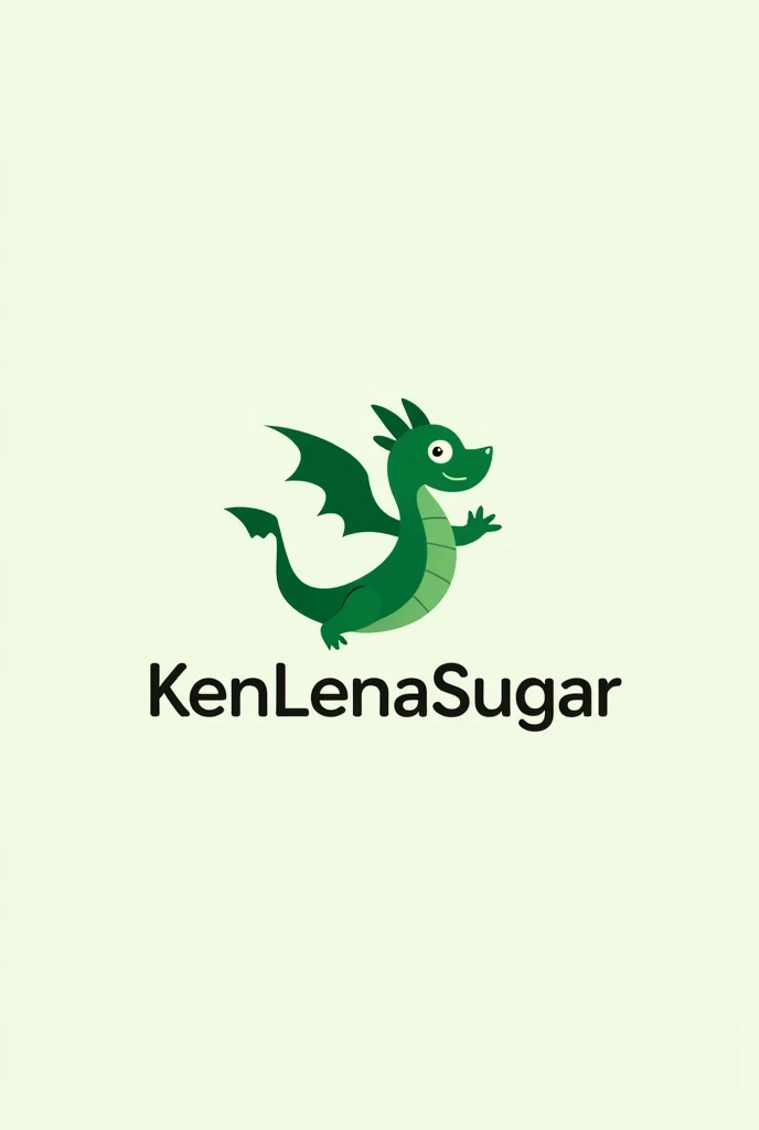 create a logo for the brand "KEN LENA SUGAR" The mascot is a green dragon. Write the brand name together so that it can be read perfectly. Just make a dragon above the name., something more minimalist