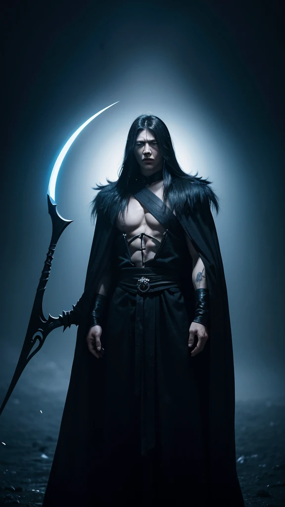 Ji-Hoon, the angel of death, is an imposing figure with 1,98m high. Your skin is pale as marble, contrasting with her straight black hair that falls over her shoulders. Your eyes are two black wells, deep and dull, that seem to absorb all the light around them, reflecting the emptiness of your corrupted soul.
As a result of Ji-Hoon, before white and radiant, now they are big and black, with sharp feathers that seem to tear the air around them. They extend from their backs, giving it an even more terrifying and majestic appearance. Every feather seems to have been stained by a deep darkness, pulsing with an evil energy.
He wears a long, dark cloak, that covers his slender, muscular body. The fabric appears to float around you, as if he were always on the verge of disappearing into the darkness that surrounds him. In your right hand, Ji-Hoon holds a scythe with a curved blade, shiny and sharp, which symbolizes his role as a reaper of souls.
His presence is accompanied by a cold and oppressive aura., as if the very air around you was frozen with fear. Onde Ji-Hoon appeared, death is inevitable, and his blank stare is the last thing his victims see before they are dragged into the abyss.