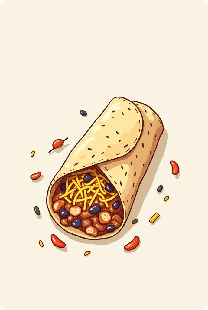 Create a picture of a food burrito with simple drawing style