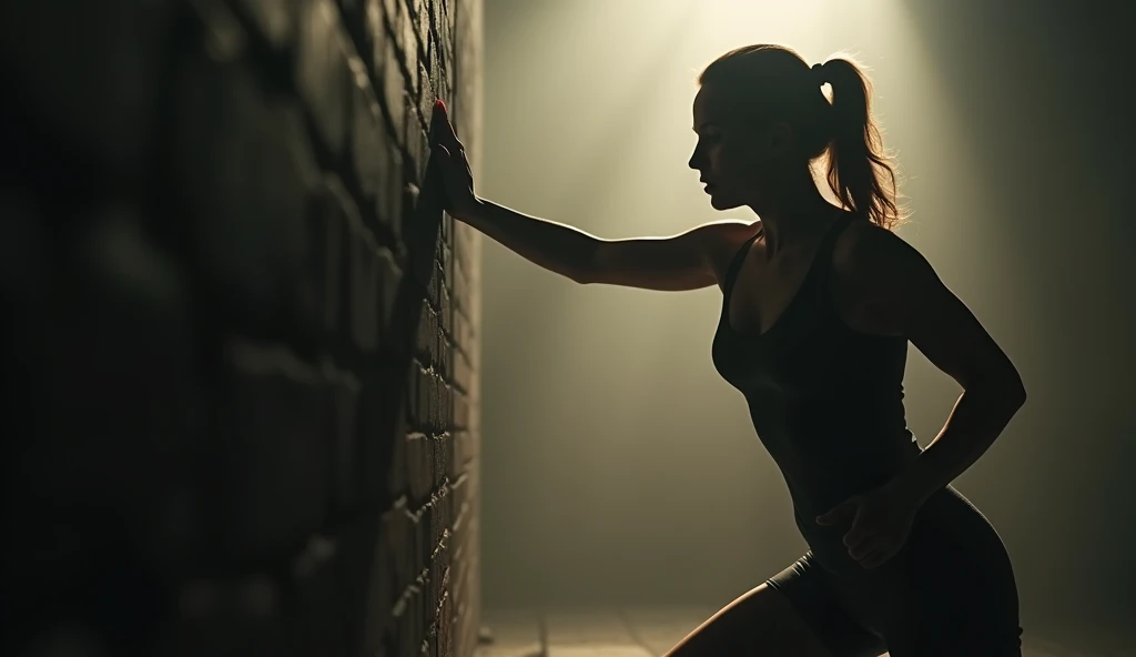 (masterpiece, best quality:1.2), (silhouette of a woman forcefully pushing back:1.3), (low-angle shot emphasizing strength:1.4), (tense posture, strong push gesture:1.3), (dramatic lighting from behind, casting sharp shadows:1.3), (dark background with subtle light source highlighting her silhouette:1.3), (empowerment and strength, capturing the moment of resistance:1.3), (8K, ultra-detailed, hyper-detailed, RAW photo quality, Unreal Engine rendering:1.3)