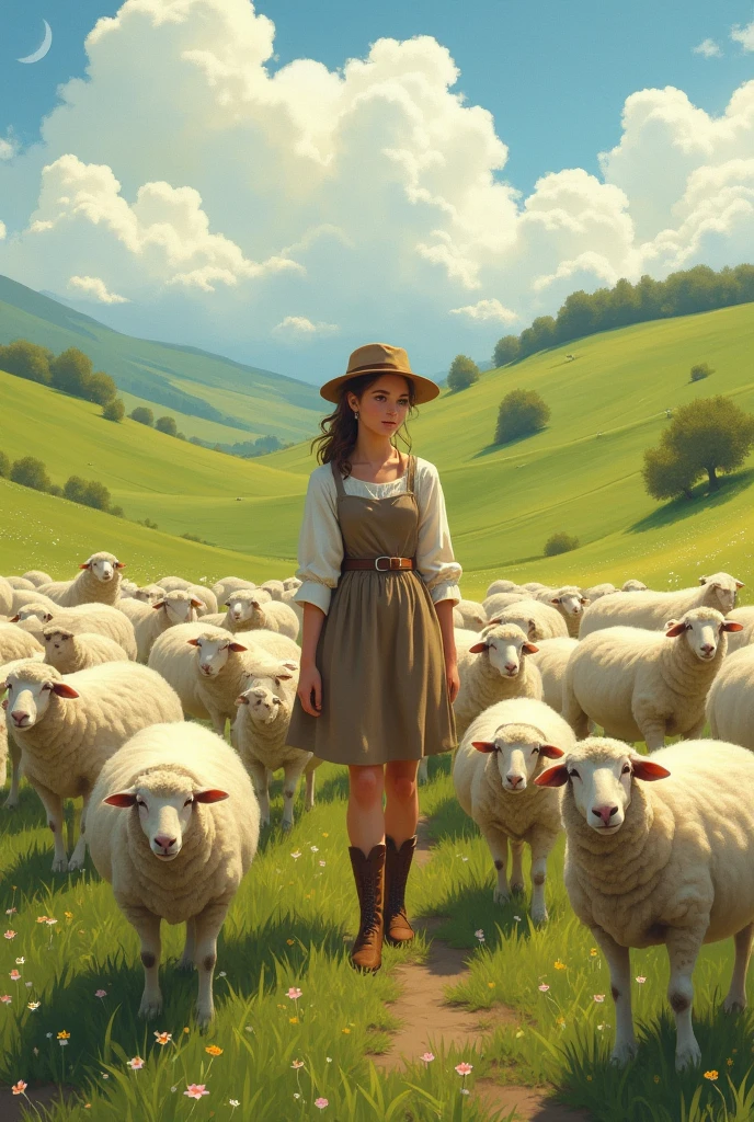 Jeanne, a young shepherdess, was tending her flock of sheep.