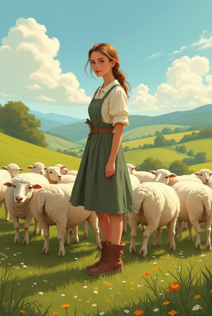 Jeanne, a young shepherdess, was tending her flock of sheep.