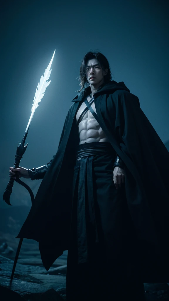 Ji-Hoon, the angel of death, is an imposing figure with 1,98m high. Your skin is pale as marble, contrasting with her straight black hair that falls over her shoulders. Your eyes are two black wells, deep and dull, that seem to absorb all the light around them, reflecting the emptiness of your corrupted soul.
As a result of Ji-Hoon, before white and radiant, now they are big and black, with sharp feathers that seem to tear the air around them. They extend from their backs, giving it an even more terrifying and majestic appearance. Every feather seems to have been stained by a deep darkness, pulsing with an evil energy.
He wears a long, dark cloak, that covers his slender, muscular body. The fabric appears to float around you, as if he were always on the verge of disappearing into the darkness that surrounds him. In your right hand, Ji-Hoon holds a scythe with a curved blade, shiny and sharp, which symbolizes his role as a reaper of souls.
His presence is accompanied by a cold and oppressive aura., as if the very air around you was frozen with fear. Onde Ji-Hoon appeared, death is inevitable, and his blank stare is the last thing his victims see before they are dragged into the abyss.