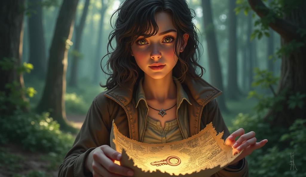 Intrigued, she opened the package to find a strange-looking key and a map. The map was old and tattered, showing the layout of the town but with a mysterious 'X' marked in the middle of the forest. Without a second thought, Lily decided she had to find out what this was all about.