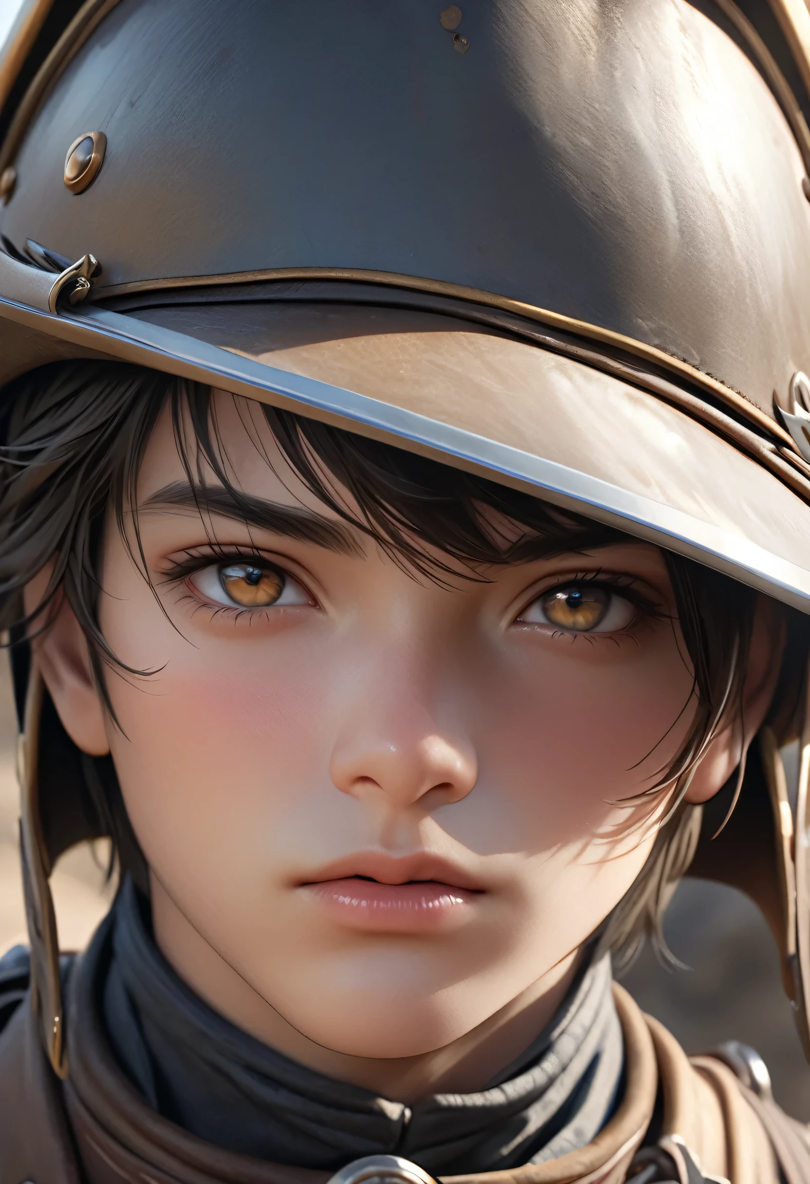 cavalry boy, best quality, 4k, 8k, highres, (masterpiece:1.2), ultra-detailed, (photo realistic,:1.37), looking at viewer, (face close up:0.4),--no watch,