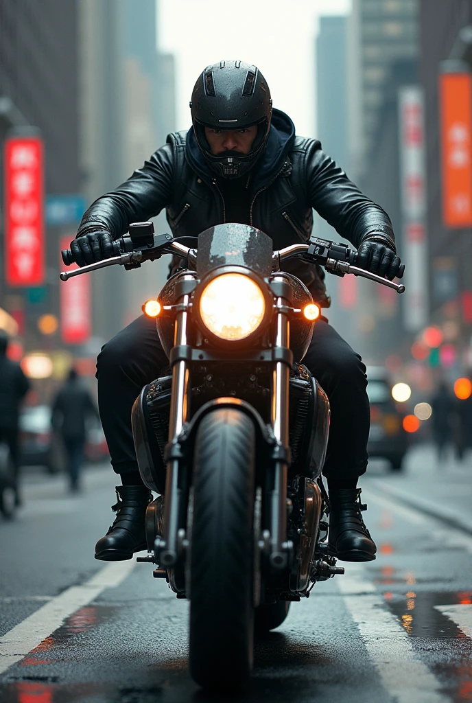 Guy Driving in DIO bike in the street of new york the dio bike number plate should tected as vivek