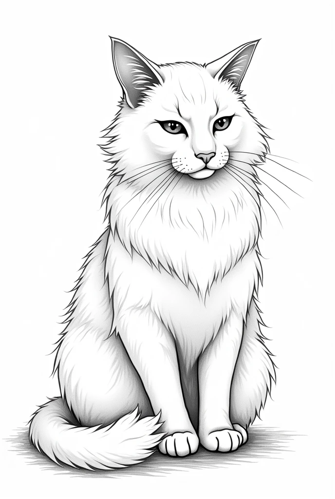 Create a black and white coloring kitty