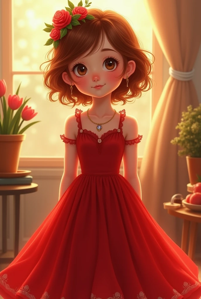 A girl with red dress 