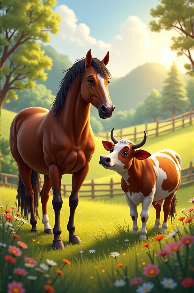 horse and cow