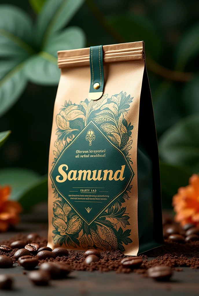 Create an image of a coffee package with the name samund