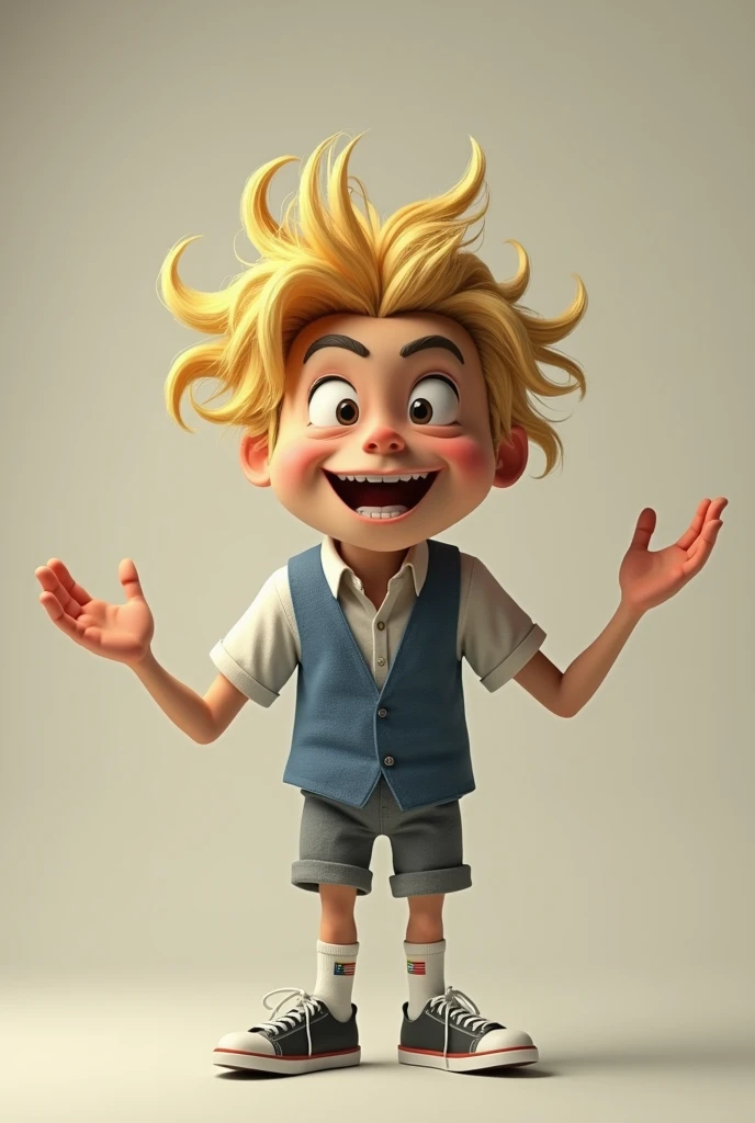 A blond man with dark hair acting funny