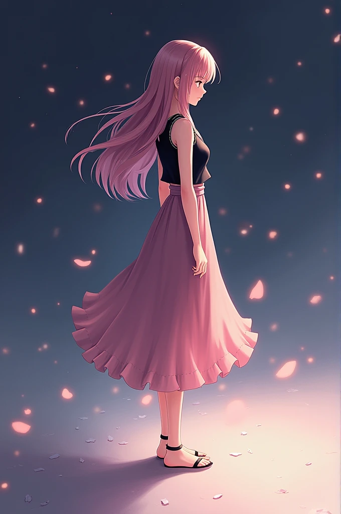 (work of art, best qualityer:1.2), 1 girl, standing alone,standing_to divide,
yuuki mikan, long hair,blackw无袖短背心,pink skirt,blackw