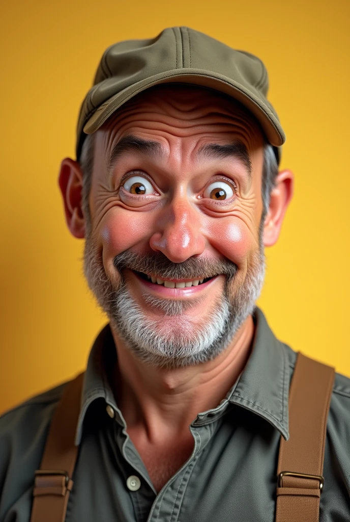 A man with a cap being funny