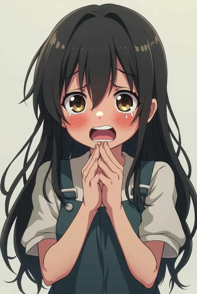 Begging and crying cute girl anime