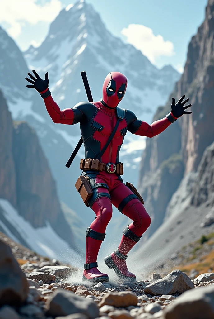 Deadpool image dancing in mountain with subtitles slow reverb