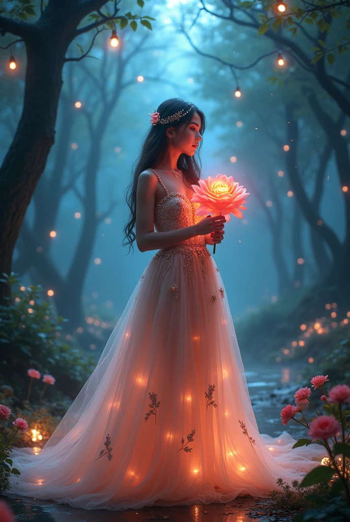 Promt part 2 sabtu
Photography, style fantasy enchantment, a beautifull girl stands on a magical, enchanted stage, holding a rose red that glows with a soft, ethereal light. She is dressed in a flowing, fairy-tale gown adorned with sparkling crystals and delicate floral patterns. The stage is bathed in moonlight, with twinkling stars and shimmering fairy lights suspended in the air. The backdrop features an ancient, mystical forest with towering trees and glowing flora, creating a dreamlike, fantasy
#poppypromt
#bing
#kreatorbing
#sabtupromt